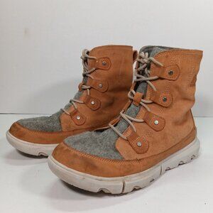 SOREL Explorer II Joan Winter Boots Women 11 Suede Leather Tan Gray Ankle